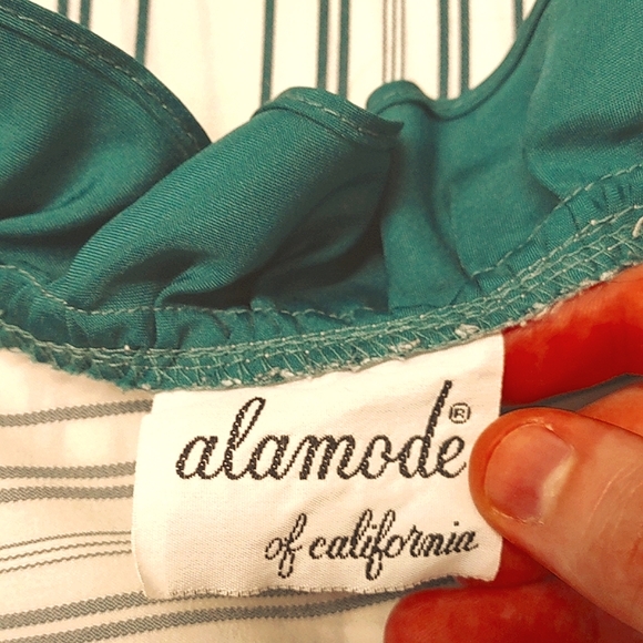 Teal Striped Blouse by alamode of california - Picture 6 of 7